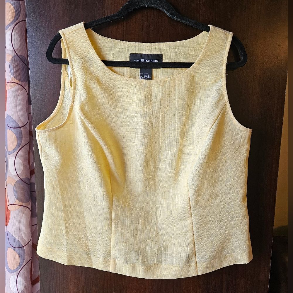Sag Harbor Butter Yellow Sleeveless Scoop Neck Tank Size 14W